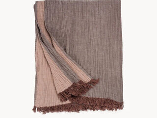 Solid Crinkle Throw - Shiraz Wine Red/Shell Pink-Beige Product Image